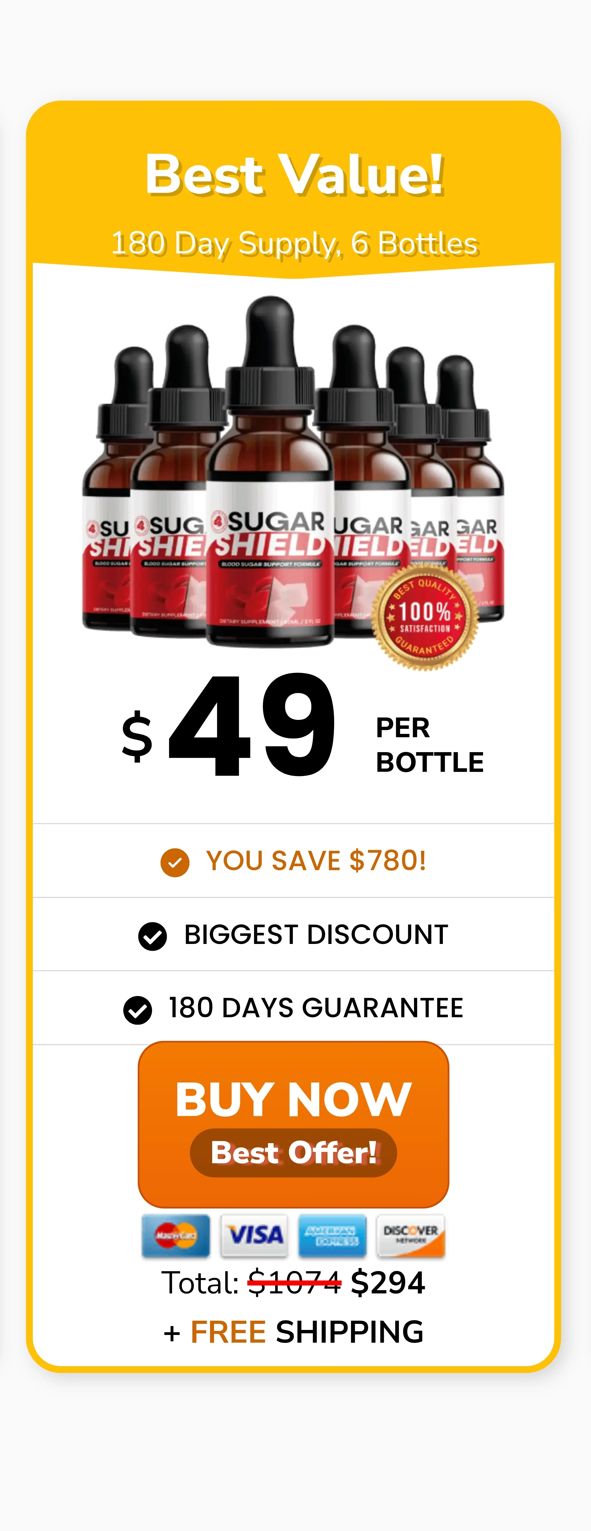 Sugar Shield™ 6 bottles pricing